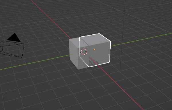 2. 立方体のメッシュが複製され移動可能な状態になる