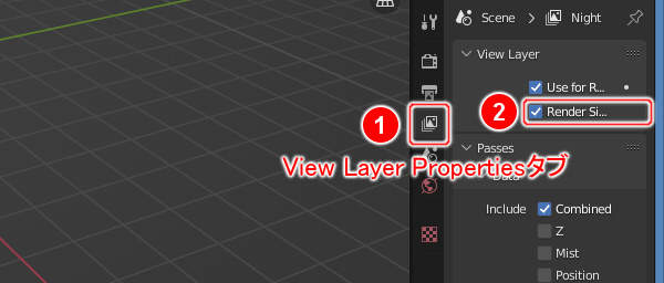 29. View Layer PropertiesタブにあるView LayerパネルのRender Single Layerをオンにする