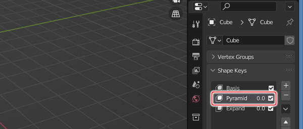 3. シェイプキー "Pyramid" を選択する